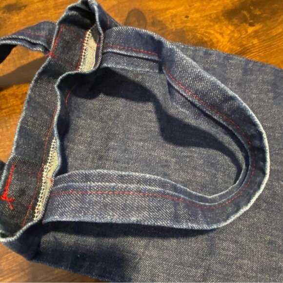 Upcycled Simple Dark Denim Tote Bag Jean Handmade - Picture 3 of 5